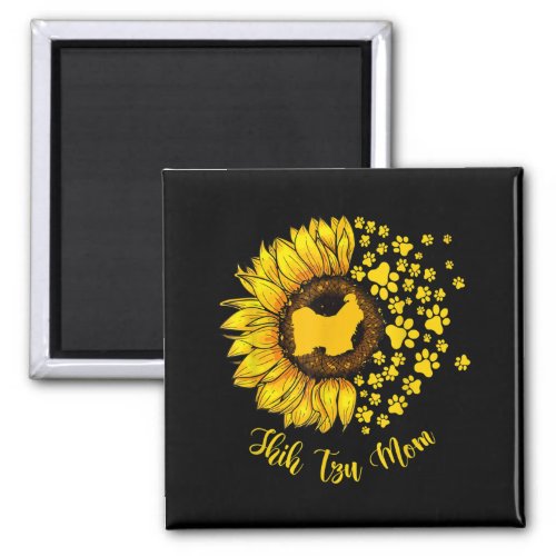 Womens Sunflower Shih Tzu Mom Dog Lover Gift Magnet