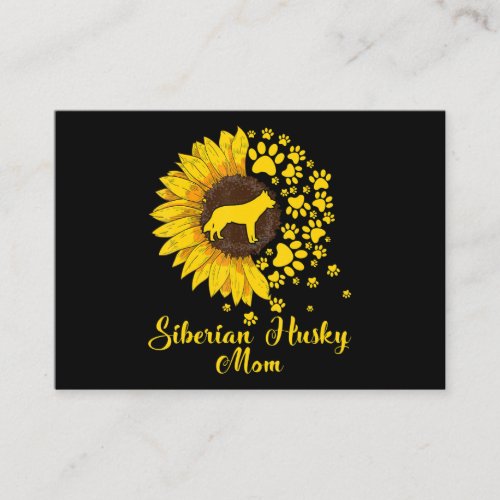 Womens Sunflower Siberian Husky Mom Dog Lover Gift Business Card