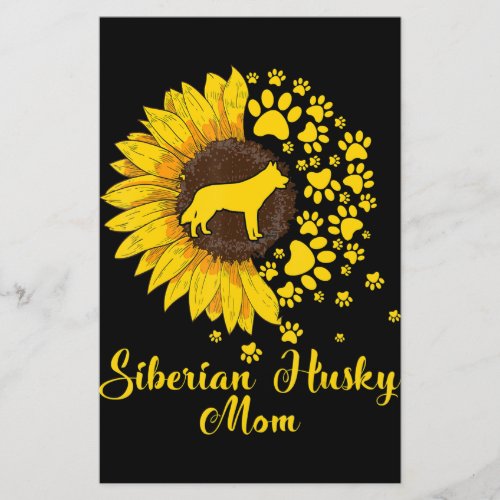 Womens Sunflower Siberian Husky Mom Dog Lover Gift Stationery