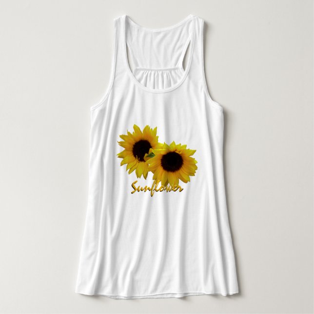 Women's Sunflower Tank Top Custom Sunflower Shirt (Design Front)