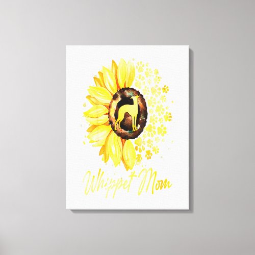 Womens Sunflower Whippet Mom Dog Lover Gift Canvas Print