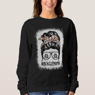 Womens Sunglasses Beagle Mom Messy Bun Hair Glasse Sweatshirt