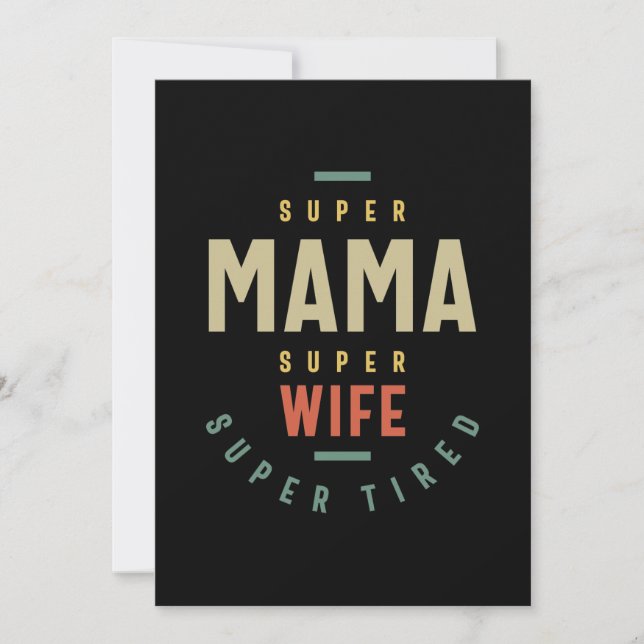 Womens Super Mama Super Wife - Mother Gift Thank You Card (Front)