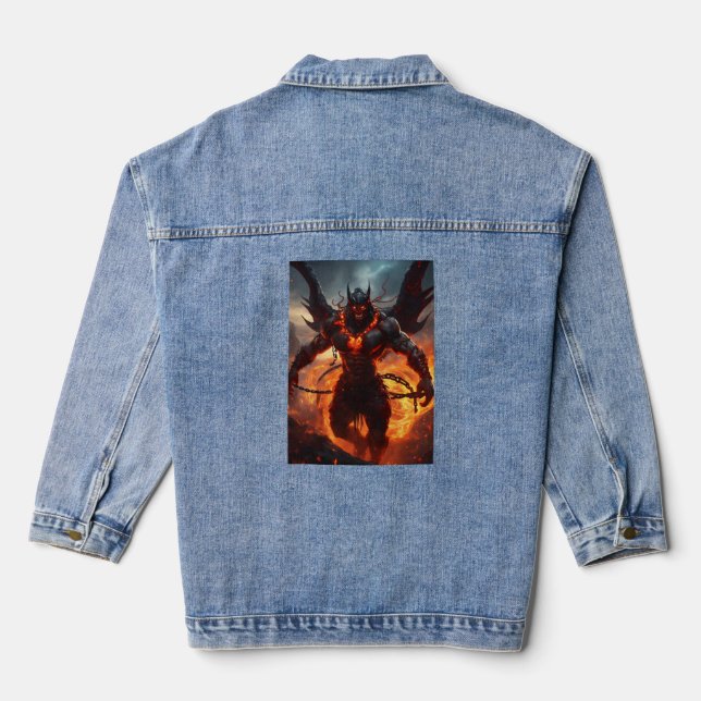 Womens superman Print design Custom Denim jacket (Back)