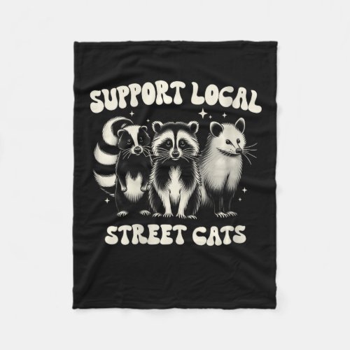 Womens Support Local Groovy Street Cats Trash Opos Fleece Blanket