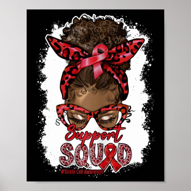 Womens Support Squad Afro Messy Bun Leopard Sickle Poster (Front)