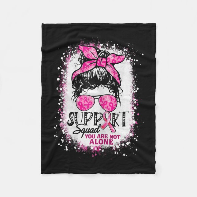 Womens Support Squad Messy Bun Pink Warrior Breast Fleece Blanket (Front)