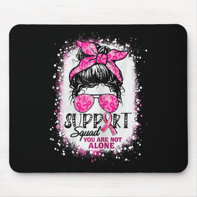 Womens Support Squad Messy Bun Pink Warrior Breast Mouse Pad (Front)
