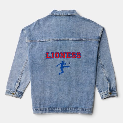 Womens Support The Football Soccer Lionesses 2022  Denim Jacket