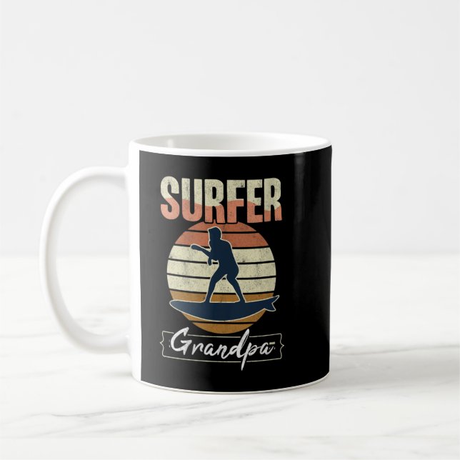 Womens Surfer Grandpa Surf Retro Surfing Grandfath Coffee Mug (Left)