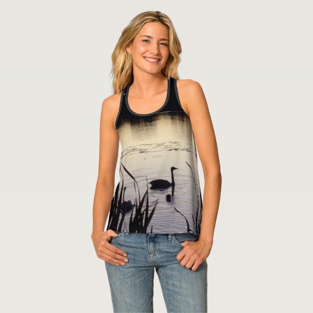 Women's Swans at Dusk Tank Top (Front Full)