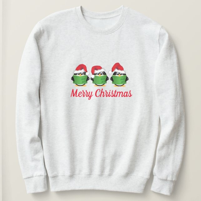 Women's Sweatshirt Holiday Penguin Carolers (Design Front)