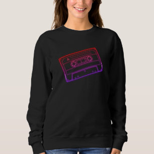Women's Sweatshirt Neon Red Purple Cassette Tape