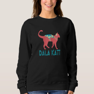 Womens Swedish Dala Cat Dalecarlian Dala Horse Kat Sweatshirt
