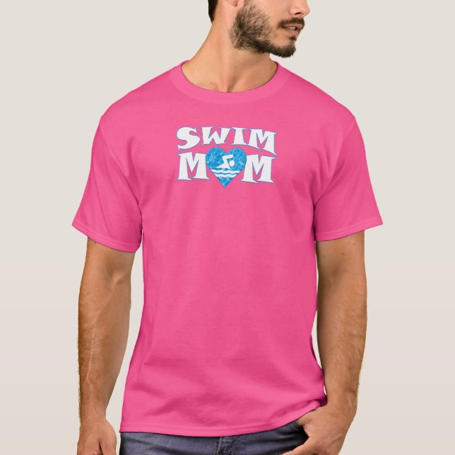 Womens Swim Mom Heart Shaped Pool Water Swimmer Sw T-Shirt (Front)
