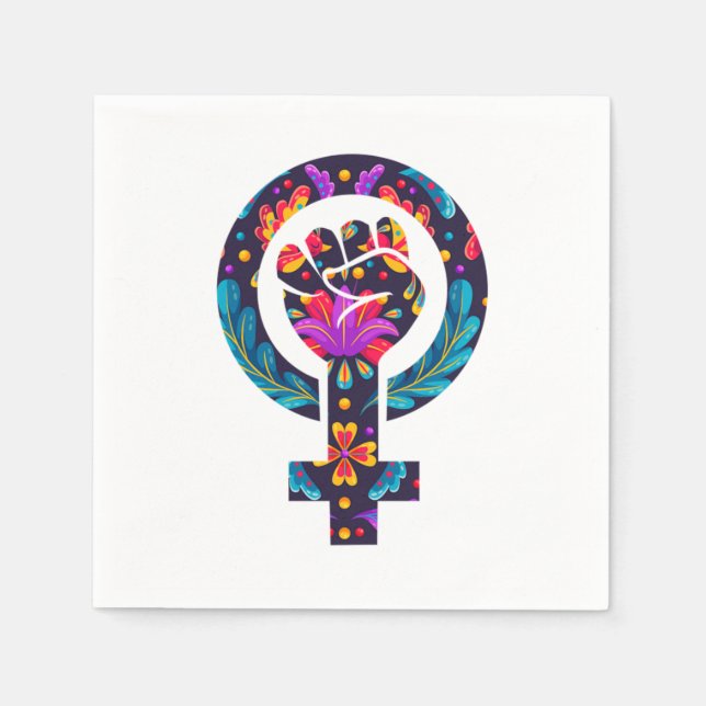 Womens Symbol Feminist Feminism Girl Power Empower Napkins (Front)