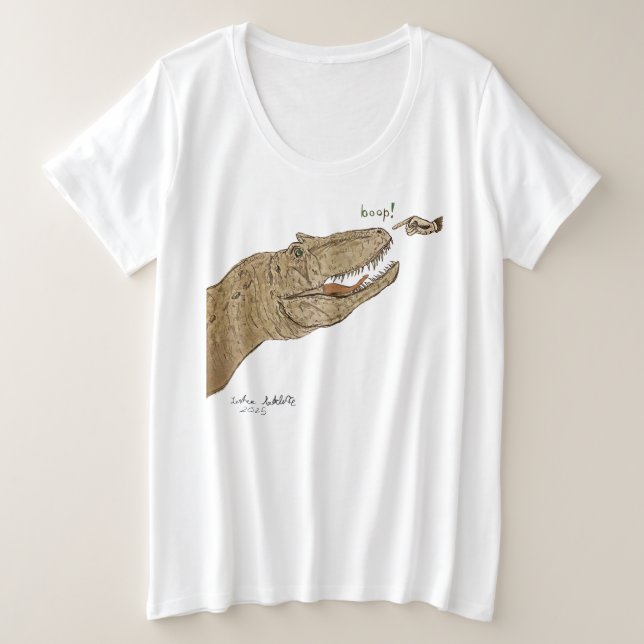 Womens T-shirt Allosaurus Boop Dinosaur Plus SIze  (Design Front)