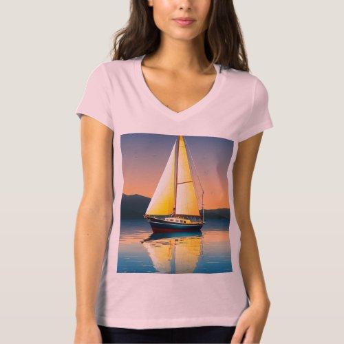 Womens t_shirt and boat logo beautiful design 