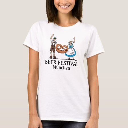Women's T-shirt Beer Festival Couple Pretzel