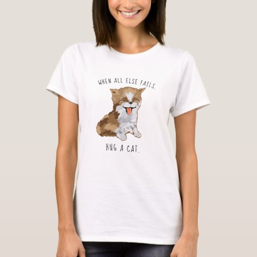 Womens T_Shirt Dog Hug a Cat Furry Kitten