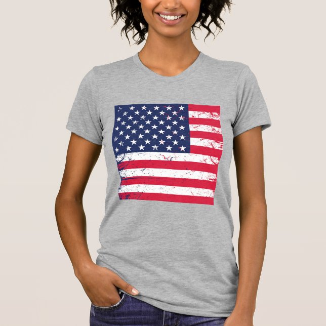 Women's T-Shirt-Patriotic Flag Star T-Shirt (Front)