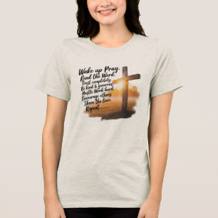 Women's T-Shirt Wake up, Pray, Read the Word...... Tri-Blend Shirt