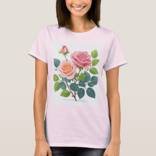 Womens t-shirt with a few pink roses