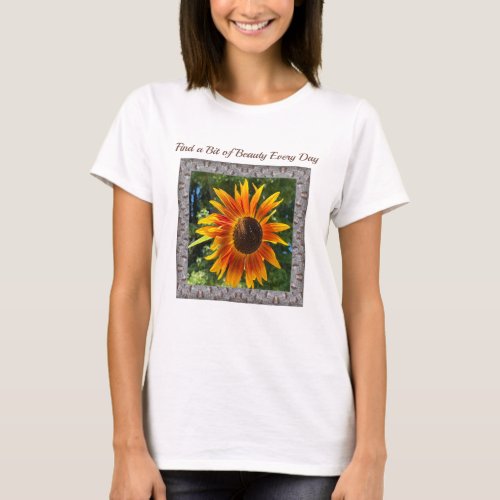 Womens T_Shirt with Cheerful Orange Sunflower