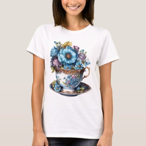 Womens T_shirt with Floral Teacup
