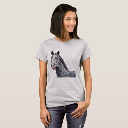 Womens T-Shirt with Grey Horse Picture