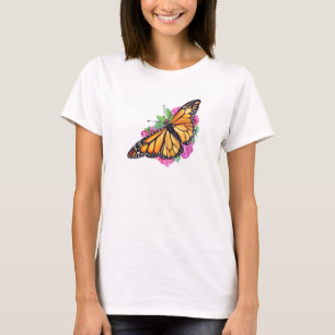 Women's T-shirt with Monarch Butterfly over Heart