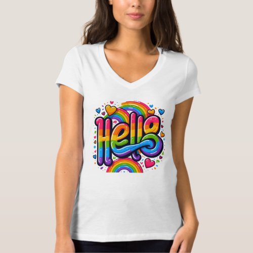 Womens T_shirt with Rainbow Print