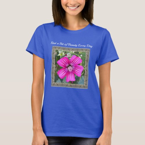 Womens T_Shirt with Stunning Magenta Hibiscus