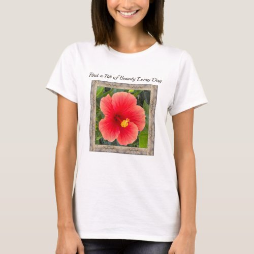 Womens T_Shirt with Stunning Orange Hibiscus