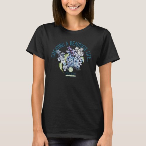Womens T_shirt with Tagline and Lilacs