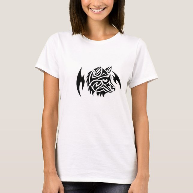 Womens T-shirt With Tribal Wolf (Front)
