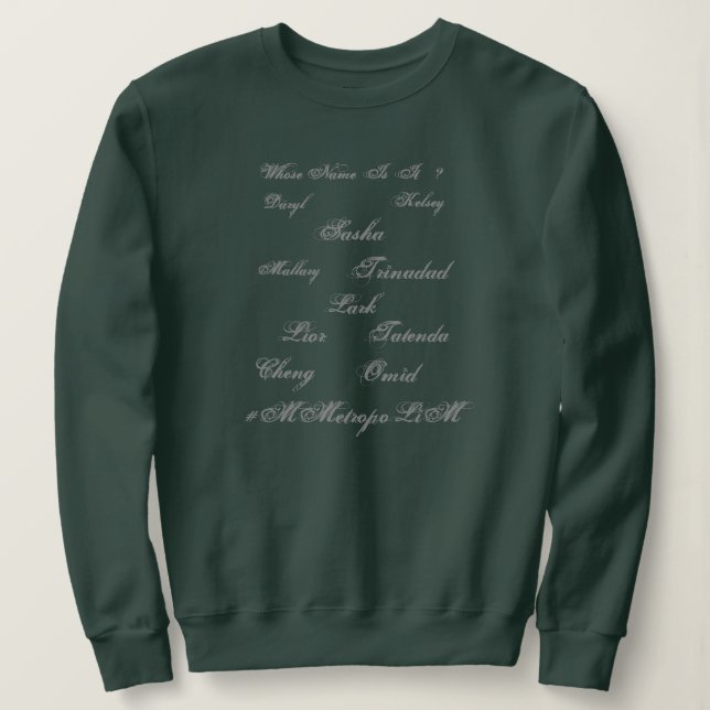 Womens T-shirt with Unisex names on Front, Sweatshirt (Design Front)