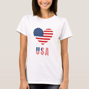 Women's T-Shirt with USA Flag Heart Design