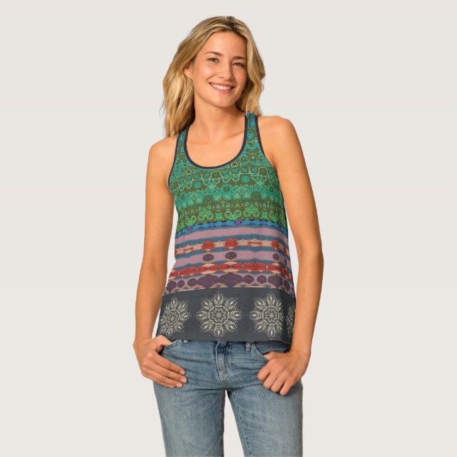 womens tank top modern colorful pretty pattern (Front Full)