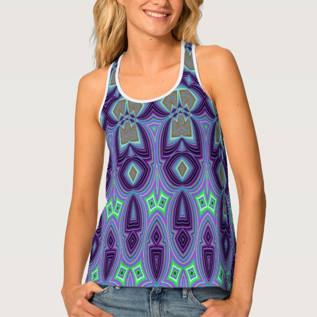 Women's Tank Top, Multi color fabric pattern (Front)