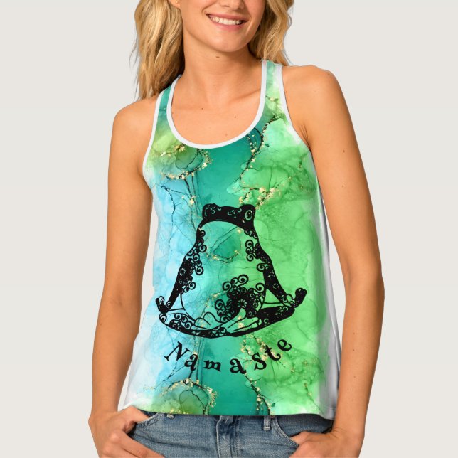 Women's Tank Top, Namaste, Frog (Front)