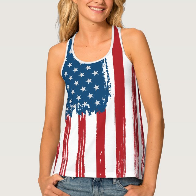 Womens Tank Top-Patriotic Flag (Front)