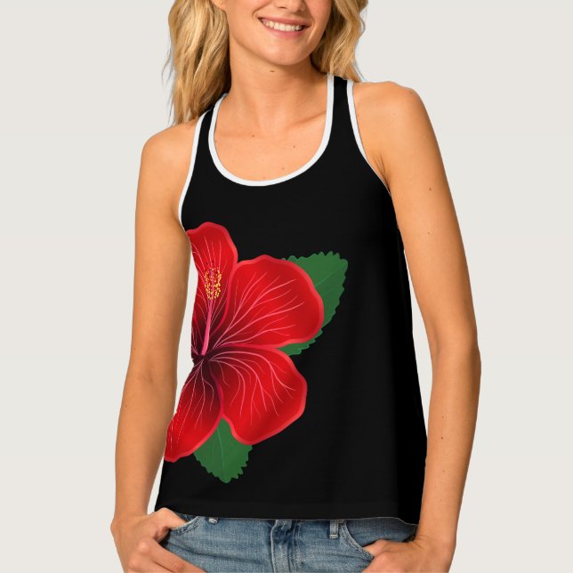 Womens Tank Top-Red Hibiscus (Front)