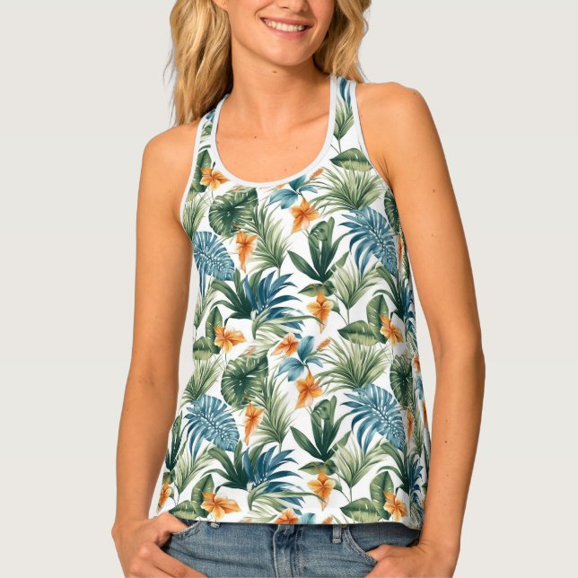 Women's Tank Top Tropical Print (Front)