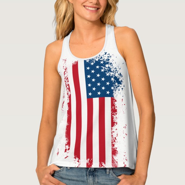 Womens Tank Top-USA Flag Top (Front)