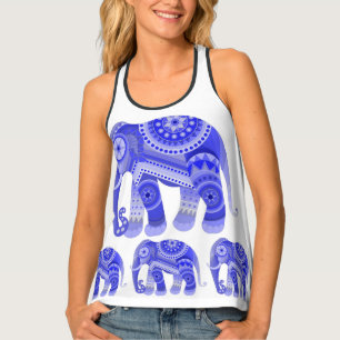 Women's Tank Top with blue elephant