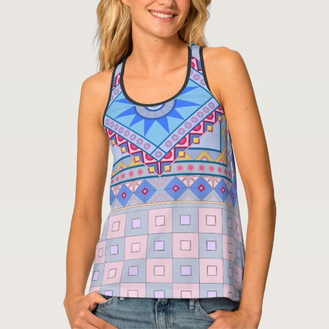 Women's Tank Top with cool blue art (Front)
