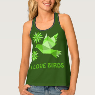 Women's Tank Top with creative bird with flower