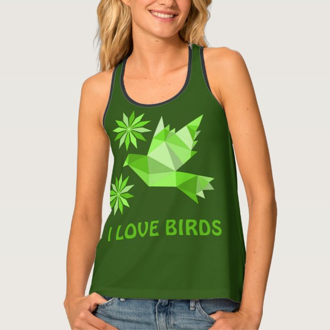 Women's Tank Top with creative bird with flower (Front)