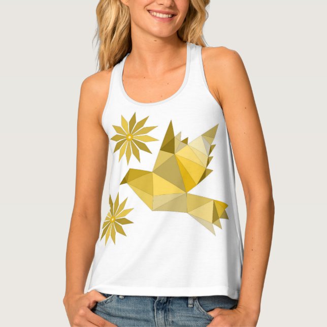 Women's Tank Top with creative bird with flower (Front)